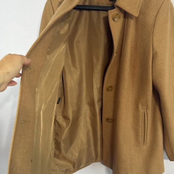 London Fog Caramel Pea Coat Classic Wool-Blend Button Down Coat Size XL - Picture 6 of 8